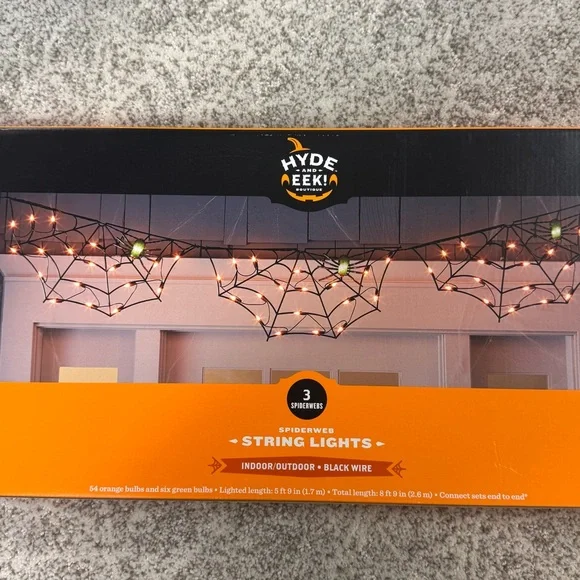 Halloween Light Up Spiderweb + Spider String Lights Bundle - Picture 5 of 7